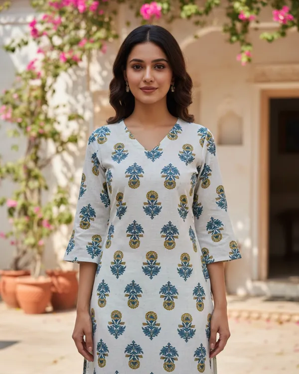 Ethnic_Grace_Combo:_Set_Of_3_Anarkali_And_Straight_Kurtas_With_Embroidered_V-Necks.
