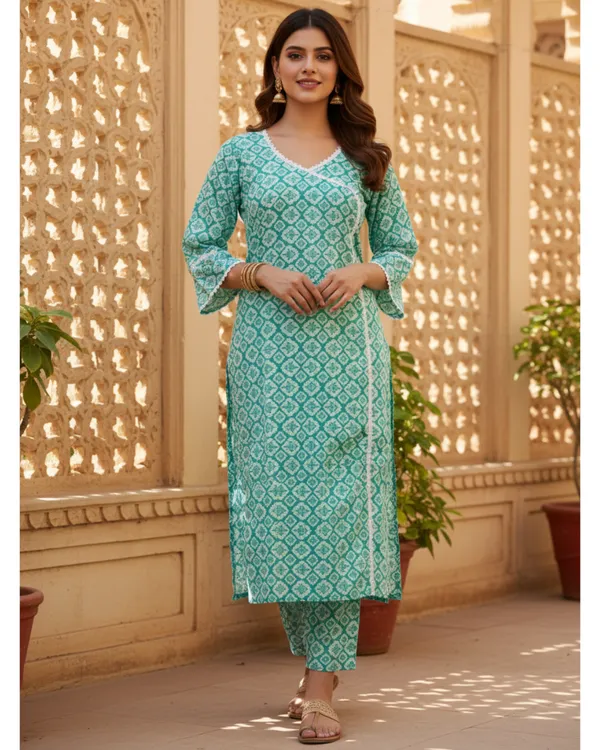Ethnic_Grace_Combo:_Set_Of_3_Anarkali_And_Straight_Kurtas_With_Embroidered_V-Necks.