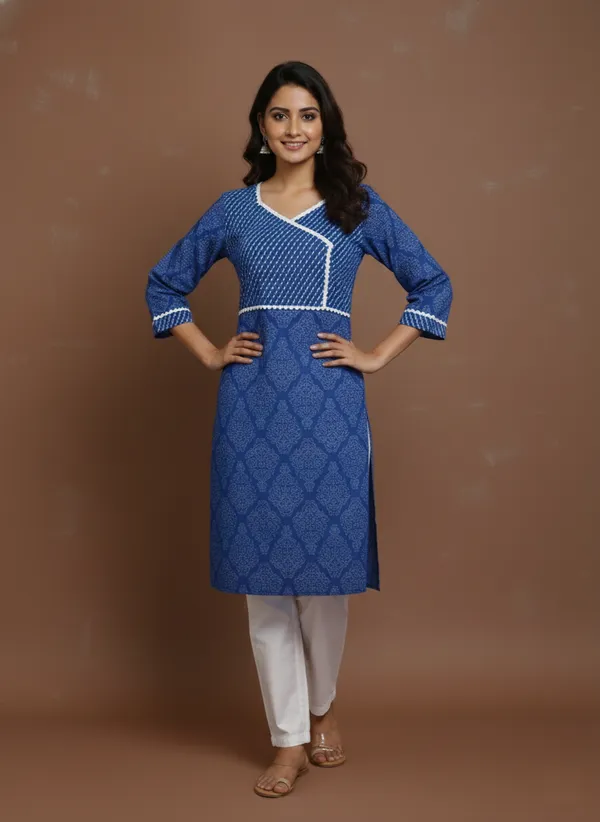 Indigo_Block-Print_Cotton_Angrakha_Kurta