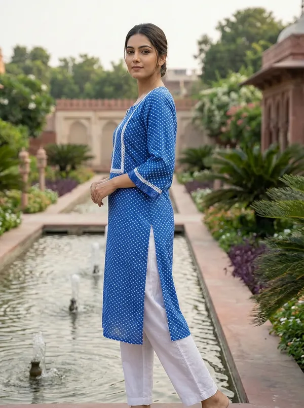 Royal_Blue_Cotton_Printed_Kurta_With_White_Lace