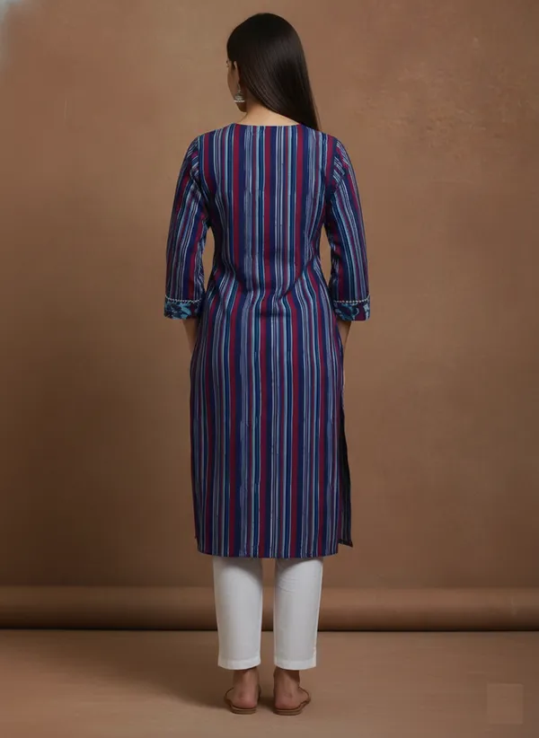 Indigo_Striped_Cotton_Kurta_With_Embroidered_Yoke