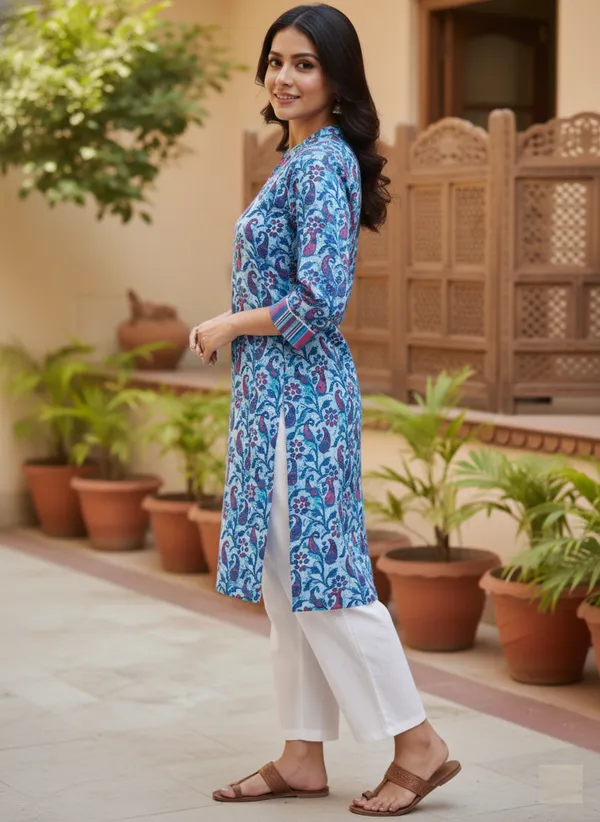 Blue_Cotton_Paisley_Print_Straight_Kurta