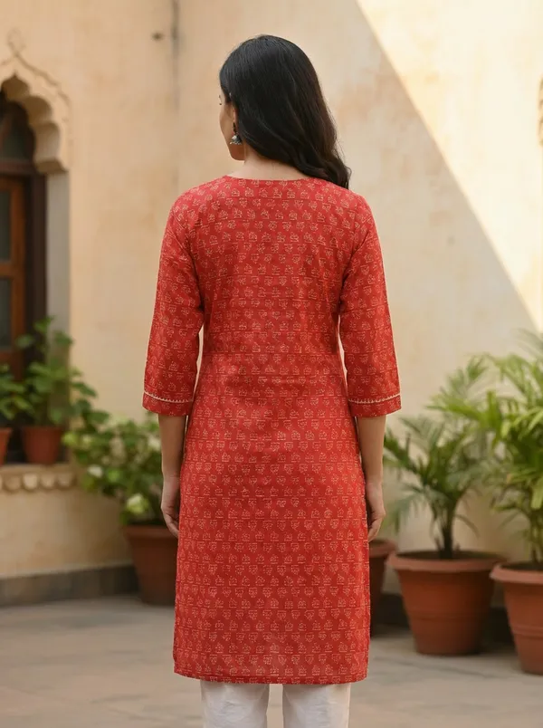 Red_Block-Print_Cotton_Tunic_Kurta