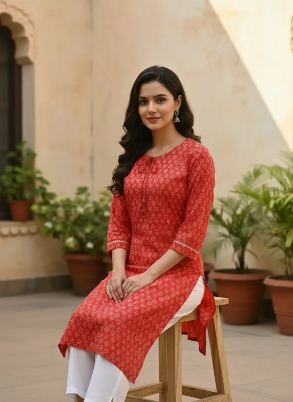 Red_Block-Print_Cotton_Tunic_Kurta