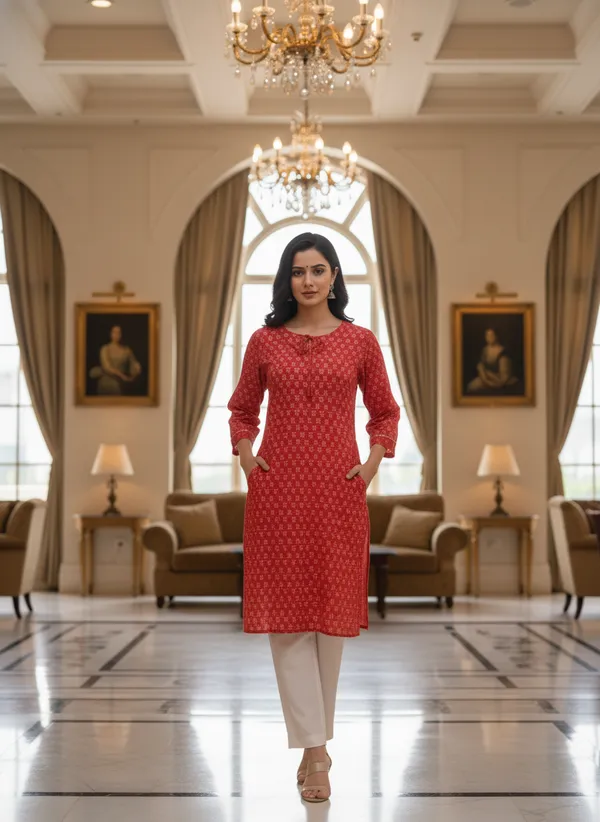 Red_Block-Print_Cotton_Tunic_Kurta