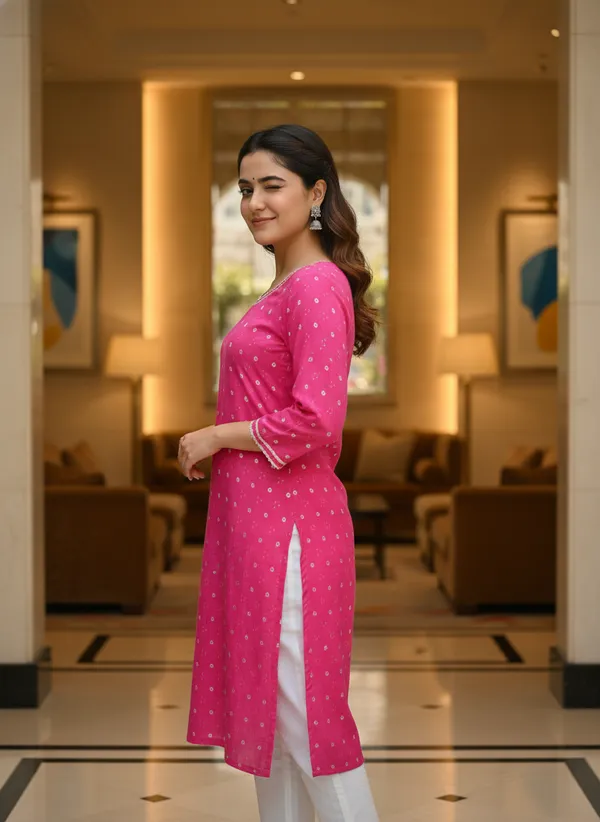 Vibrant_Pink_Bandhani_Print_Three-Quarter_Kurta