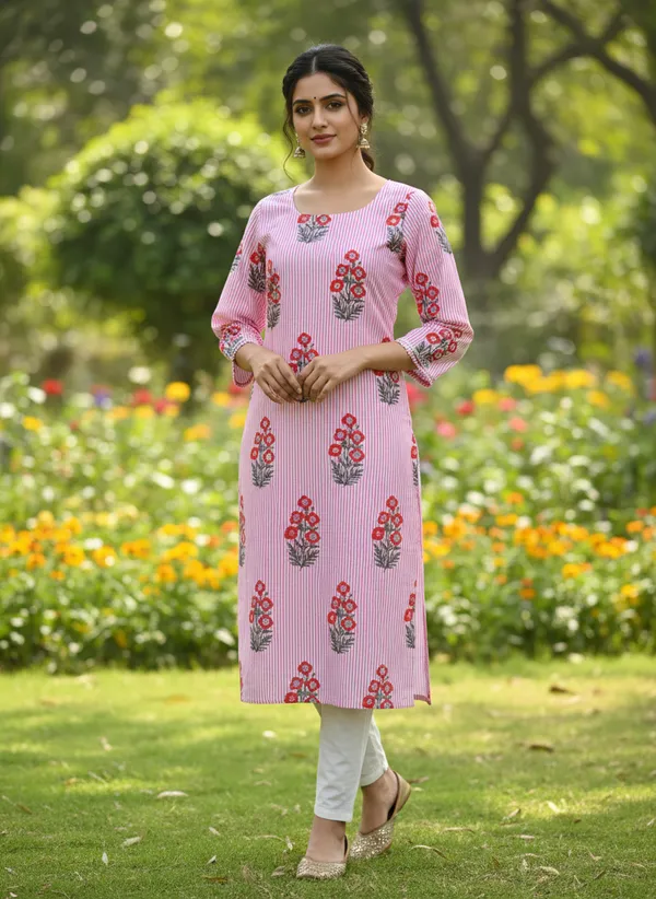 Pack_Of_3_Womens_Pink_Cotton_Kurta_Combo_�_Floral,_Chevron_&_Polka_Dot_Prints