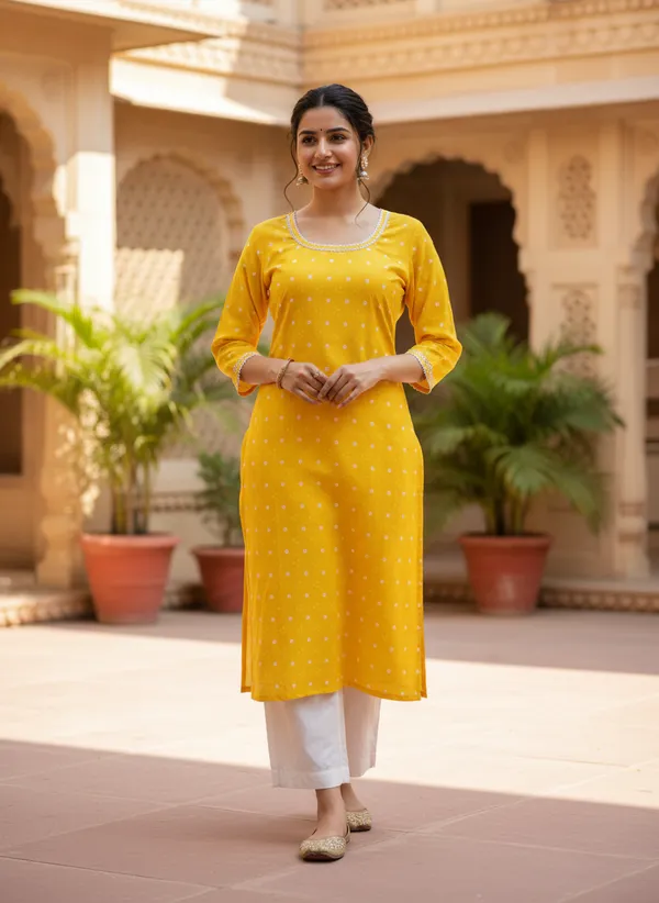 Vibrant_Yellow_Polka-Dot_Rayon_Kurti