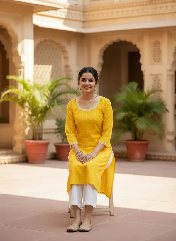 Vibrant_Yellow_Polka-Dot_Rayon_Kurti