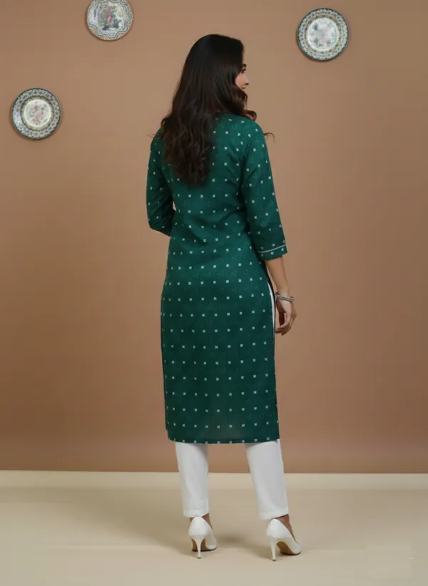 Emerald_Green_Printed_Cotton_V-Neck_Kurta
