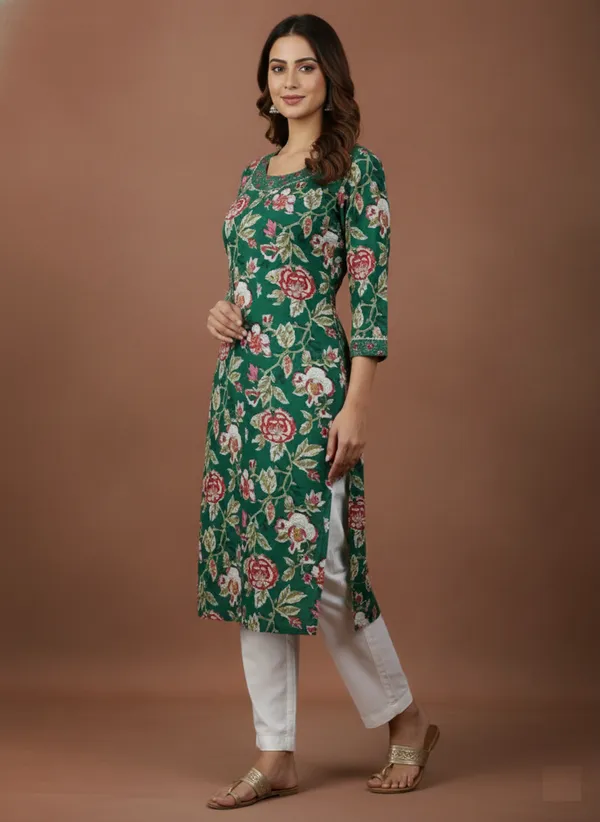 Emerald_Floral_Embroidered_Cotton_Kurta