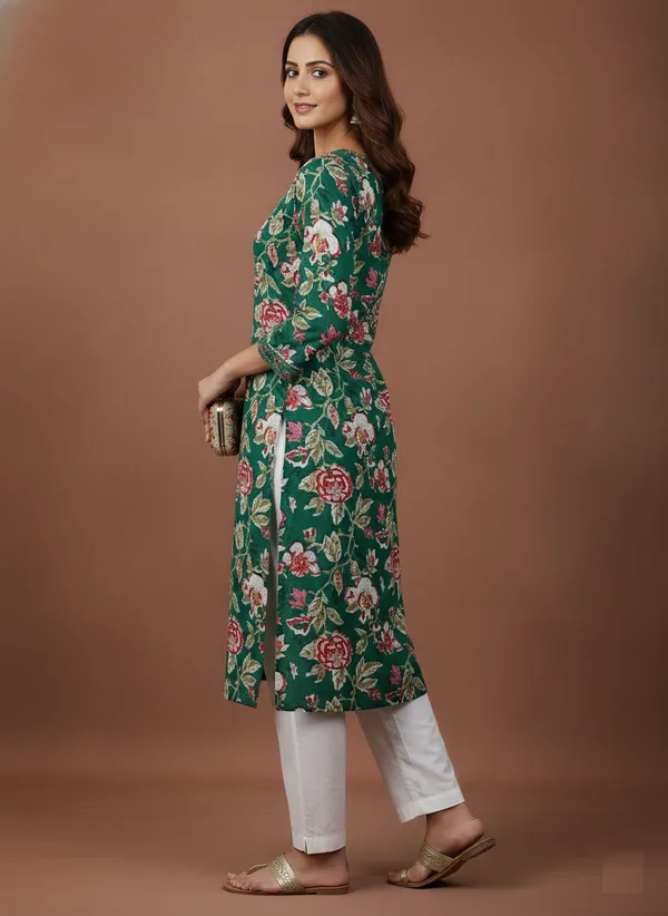 Emerald_Floral_Embroidered_Cotton_Kurta