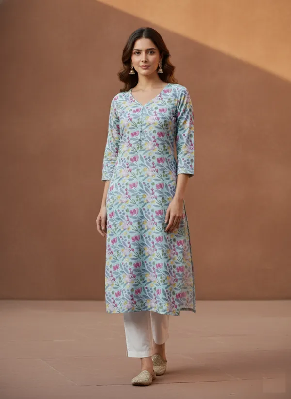 Floral_Printed_V-Neck_Cotton_Straight_Kurta
