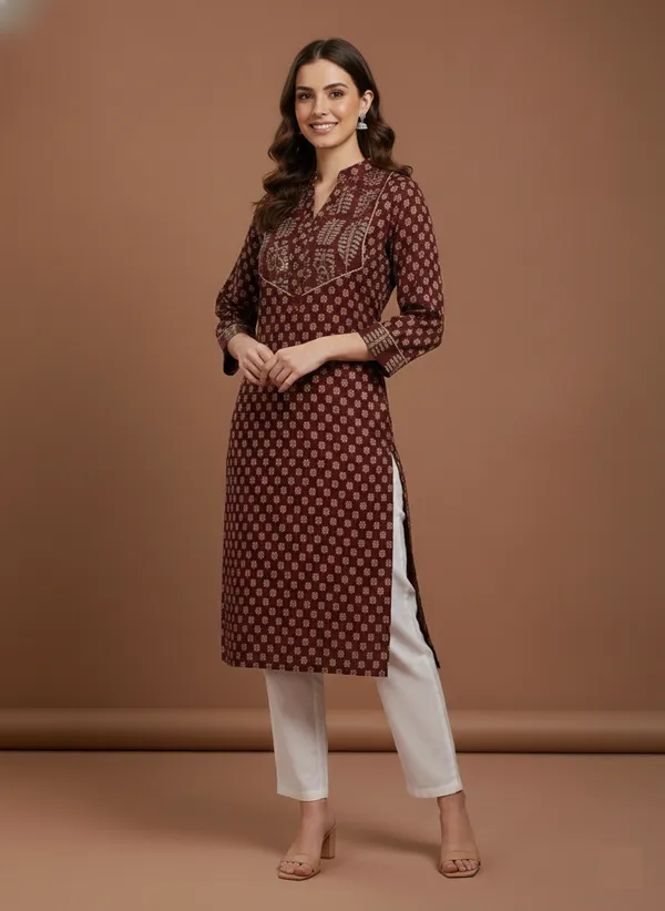 Maroon_Printed_Mandarin_Collar_Cotton_Straight_Kurta