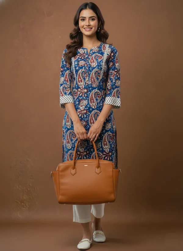 Indigo_&_Red_Block_Print_Cotton_Kurta