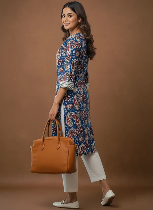 Indigo_&_Red_Block_Print_Cotton_Kurta