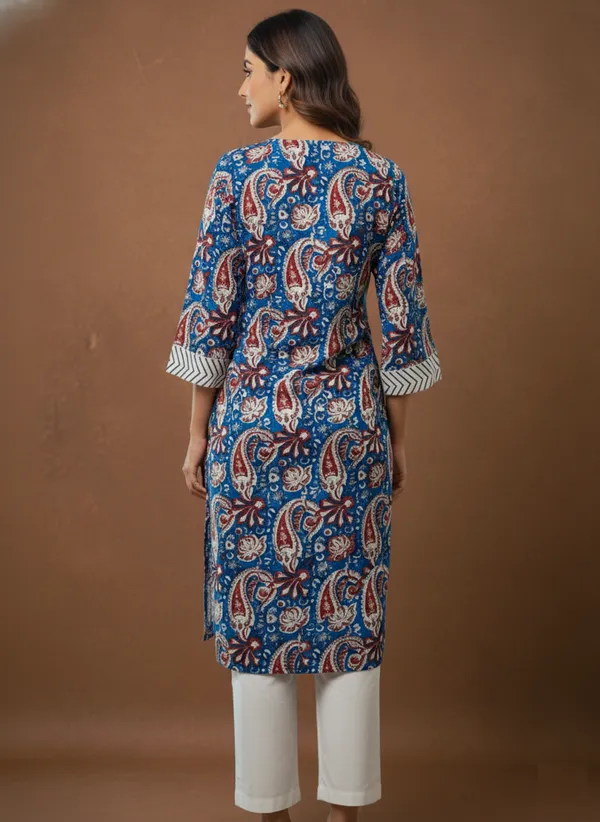 Indigo_&_Red_Block_Print_Cotton_Kurta