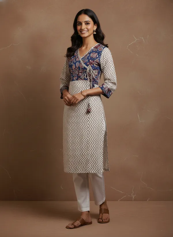 Indigo_Block_Print_Cotton_Angrakha_Kurta