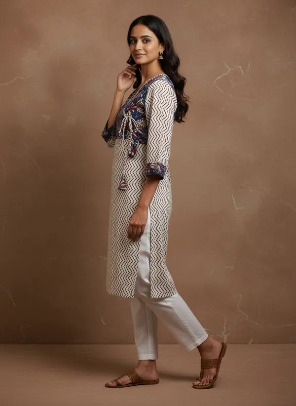 Indigo_Block_Print_Cotton_Angrakha_Kurta