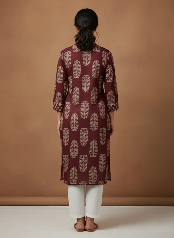Maroon_Hand_Block_Print_Cotton_Straight_Kurta