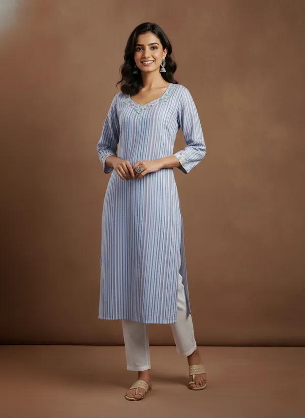 Chic_Striped_Cotton_Kurta_With_Floral_Embroidery
