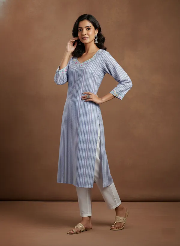Chic_Striped_Cotton_Kurta_With_Floral_Embroidery
