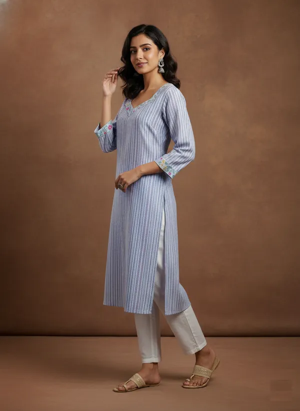 Chic_Striped_Cotton_Kurta_With_Floral_Embroidery