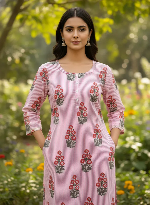 Pink_Striped_Cotton_Block_Print_Straight_Kurta