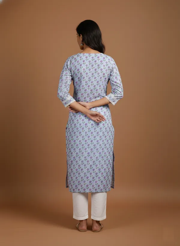 Powder_Blue_Floral_Cotton_Lace_V-Neck_Kurta