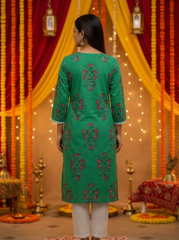 Emerald_Green_Floral_Printed_Cotton_Straight_Kurta