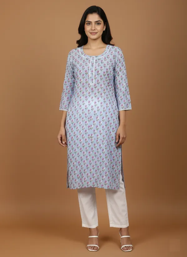 Sky_Blue_Block_Print_Cotton_Straight_Kurta