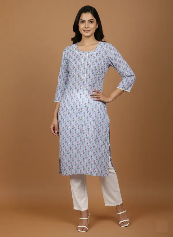 Sky_Blue_Block_Print_Cotton_Straight_Kurta