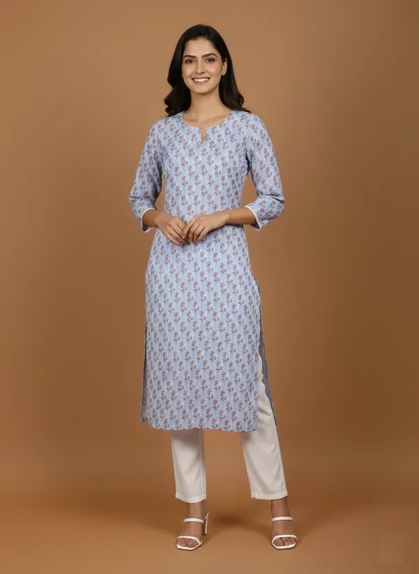 Sky_Blue_Block_Print_Cotton_Straight_Kurta