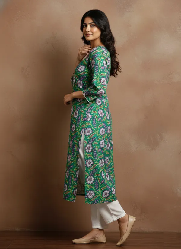 Emerald_Floral_Cotton_Straight_Kurta