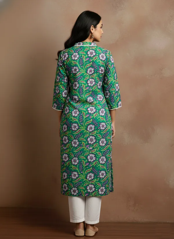 Emerald_Floral_Cotton_Straight_Kurta