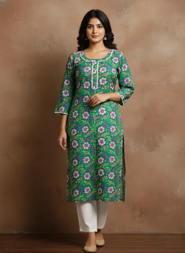 Emerald_Floral_Cotton_Straight_Kurta