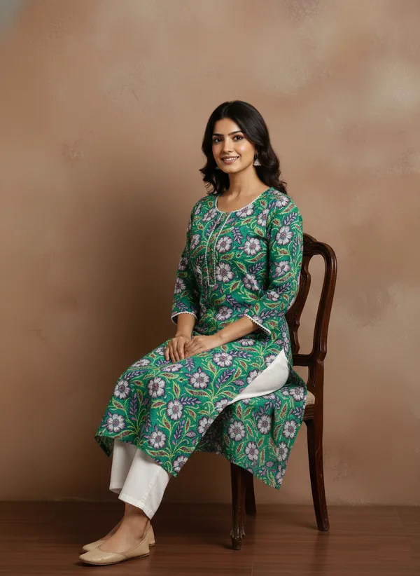 Emerald_Floral_Cotton_Straight_Kurta