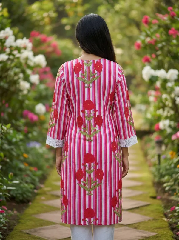 Pink_Striped_Floral_Embroidered_Cotton_Kurta