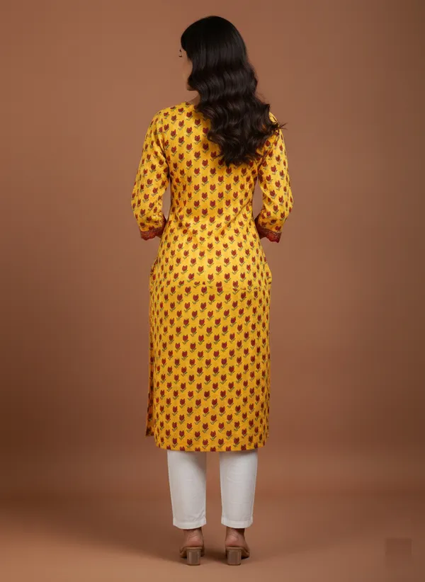 Mustard_Floral_Print_Cotton_Ethnic_Kurta