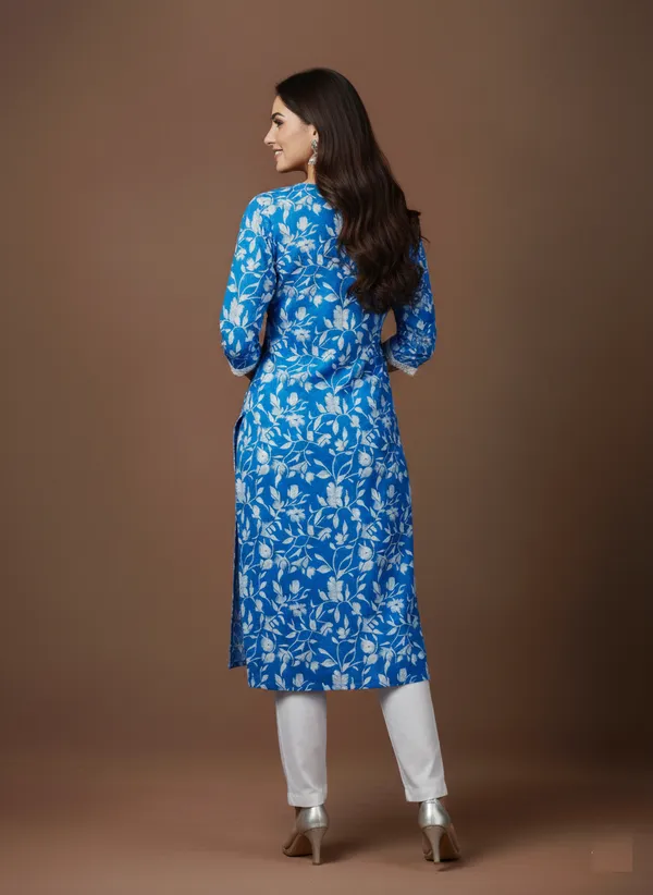 Azure_Floral_Print_Cotton_Kurta_With_Lace_Yoke