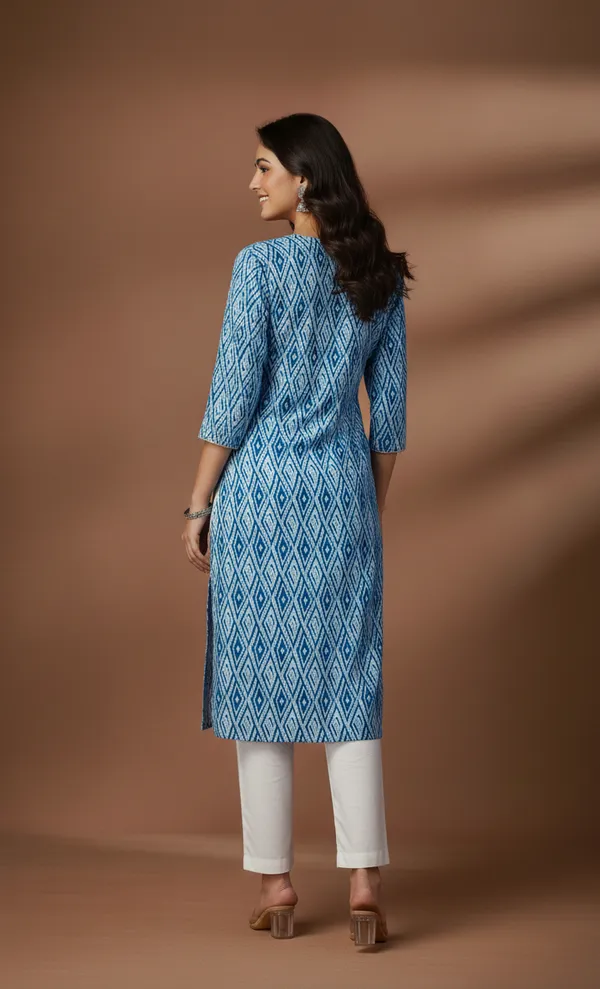 Indigo_Blue_Printed_Cotton_V-Neck_Kurta