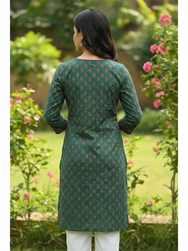 Emerald_Green_Floral_Printed_Cotton_Kurta