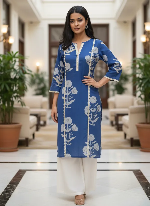 Womens_Cotton_Floral_Print_Kurta_Set_-_Pack_Of_3_(Indigo_Blue,_Sage_Green,_&_Rose_White)