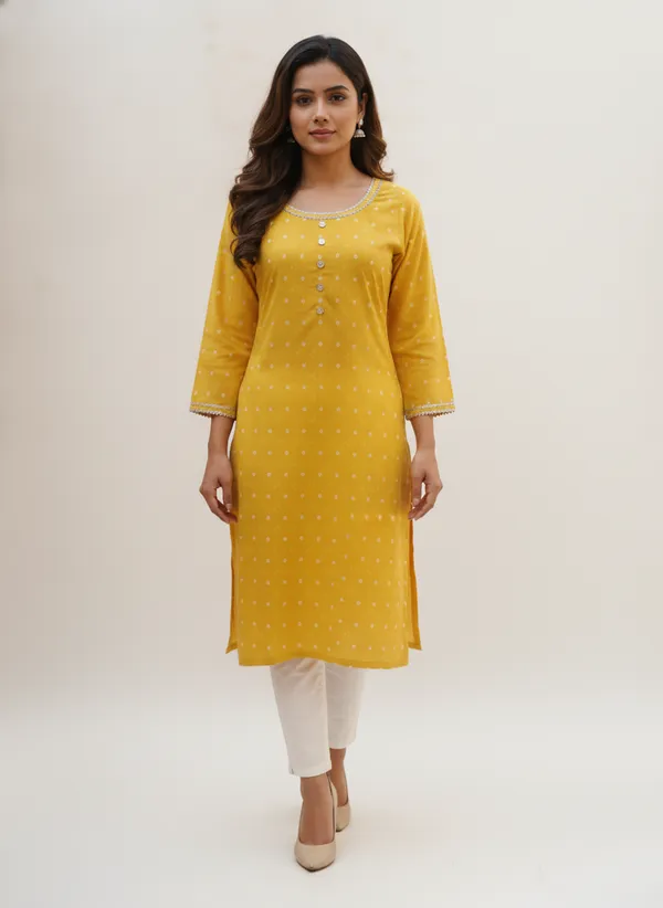 Vibrant_Mustard_Bandhani_Print_Cotton_Straight_Kurta