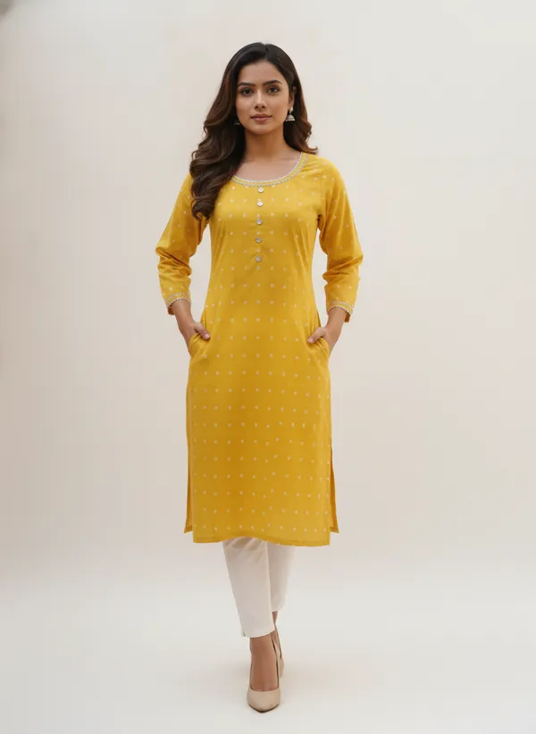Vibrant_Mustard_Bandhani_Print_Cotton_Straight_Kurta