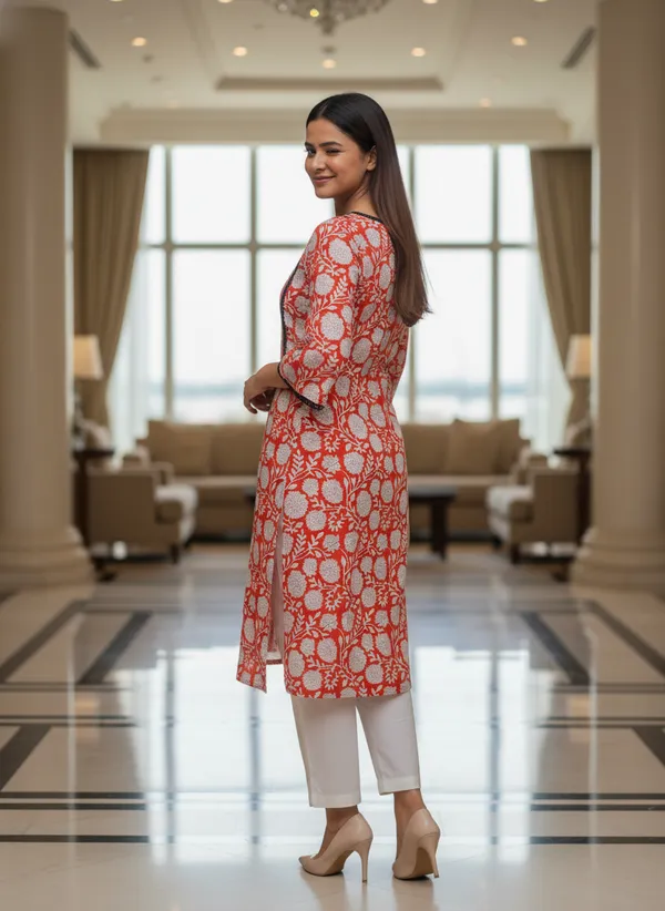 Red_Floral_Cotton_A-Line_Kurta_With_Lace_Accents