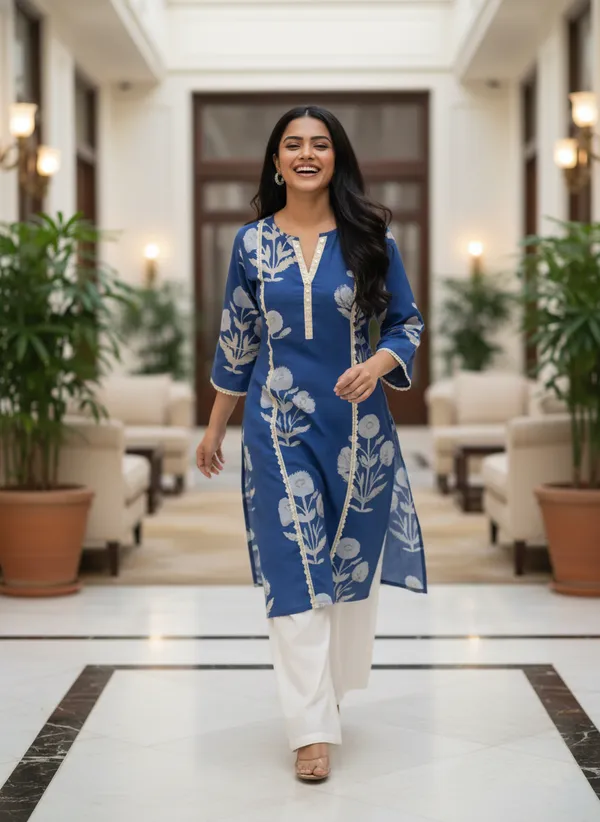 Elegant_Indigo_Blue_Floral_Printed_Cotton_Kurta