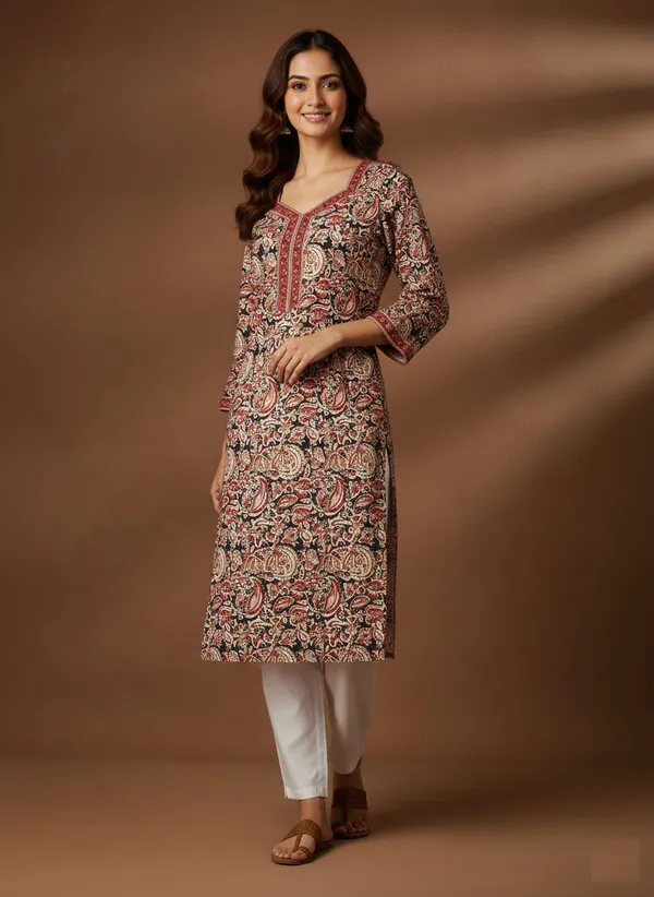 Kalamkari_Print_Cotton_Kurta_With_Bell_Sleeves