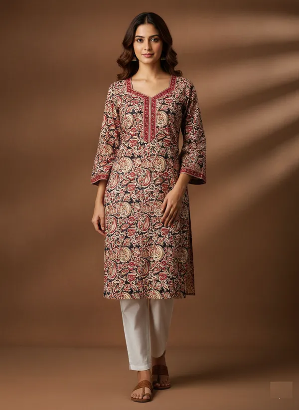 Kalamkari_Print_Cotton_Kurta_With_Bell_Sleeves