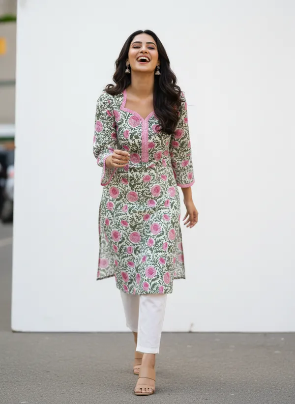 Floral_Print_Cotton_Kurta_With_Pink_Lace_Accents